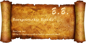 Benyovszky Bató névjegykártya